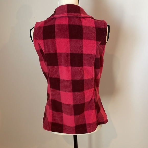 Columbia Fleece Vest SZ M Pink Flannel Full Zip Soft and Warm Women - Picture 8 of 14